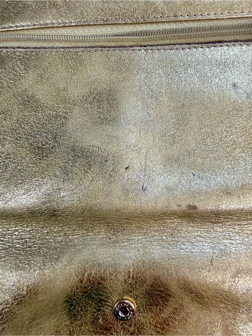 Metallic Gold Phone Wallet Case with Embossed Monogram Detail - Picture 8 of 16